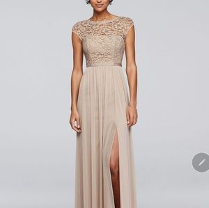 David bridal size 24 champagne colored gown